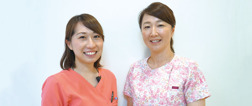 神奈川県 おかざき歯科クリニック 歯科衛生士／岡崎 美保さん（右）・松原 千種さん（左）